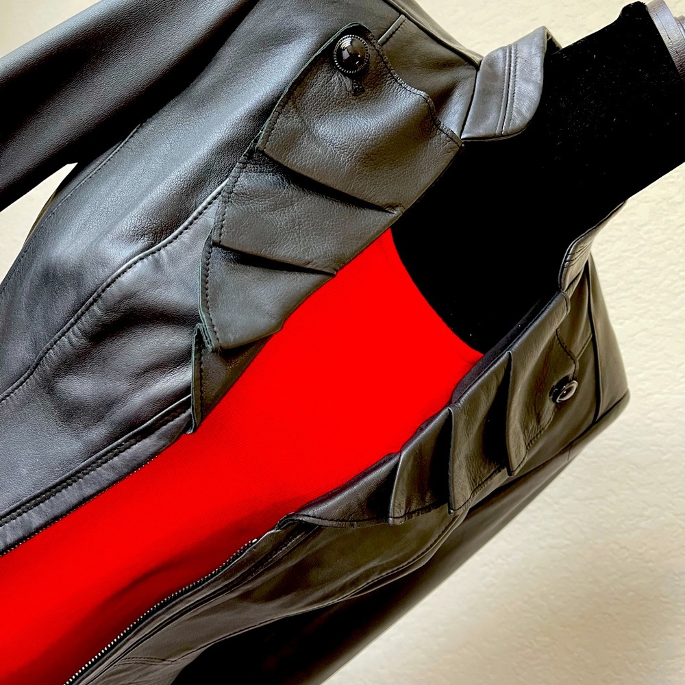 WHBM black leather jacket with front zipper